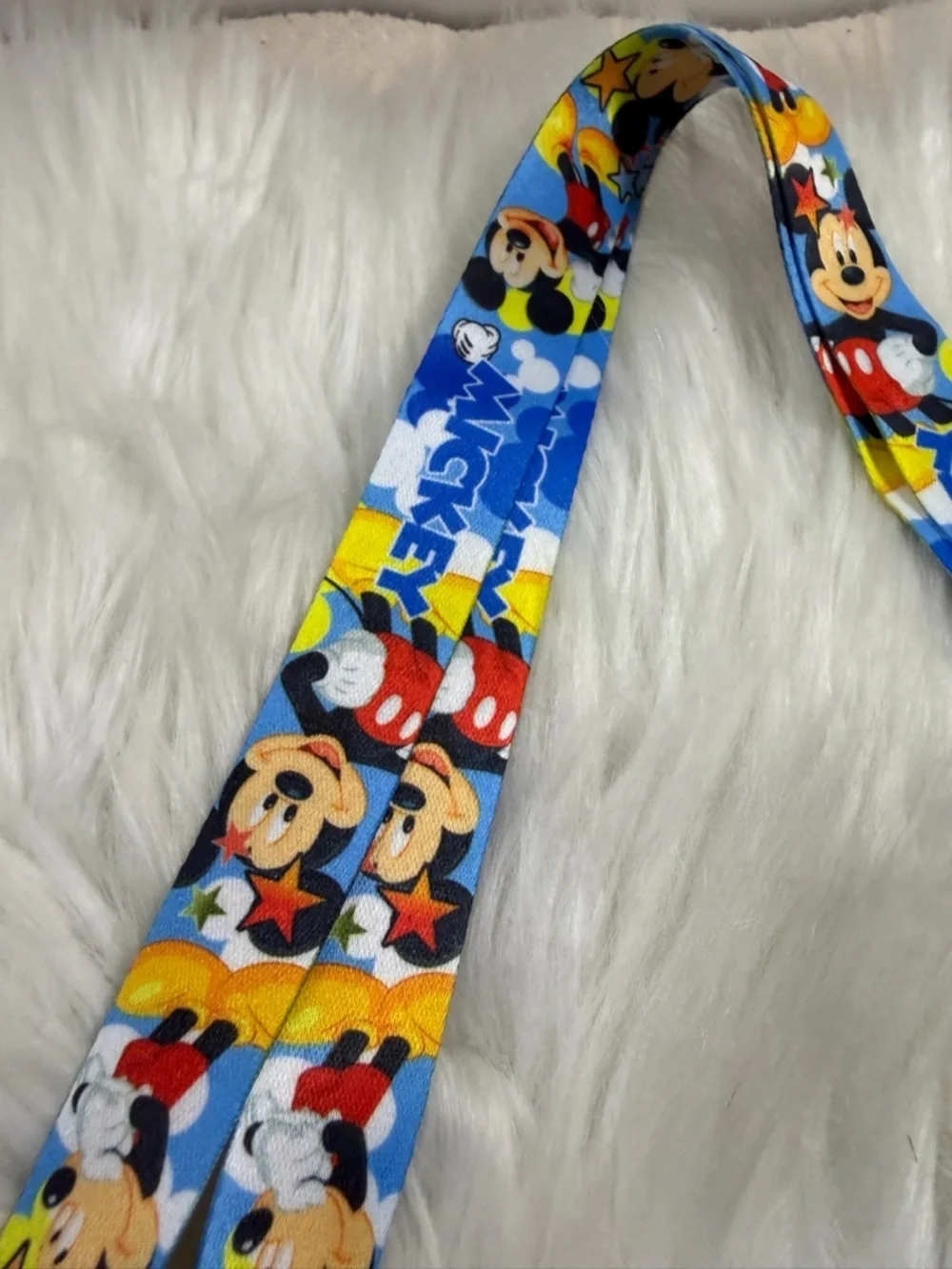 💙3/$20💙Disney Blue Mickey Mouse Lanyard with Multicolor Character Print